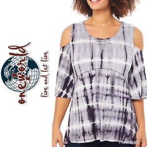 OneWorld Cold Shoulder Rhinestone Tie Dye …